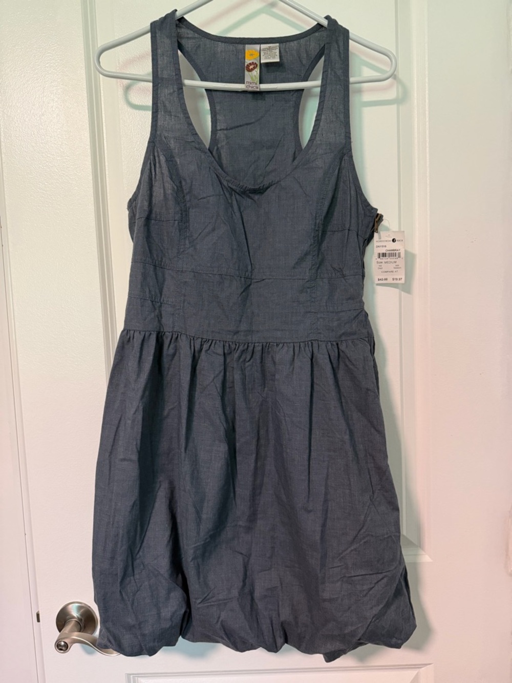 Mimi Chica Slate Blue Sleeveless Bubble Hem Dress